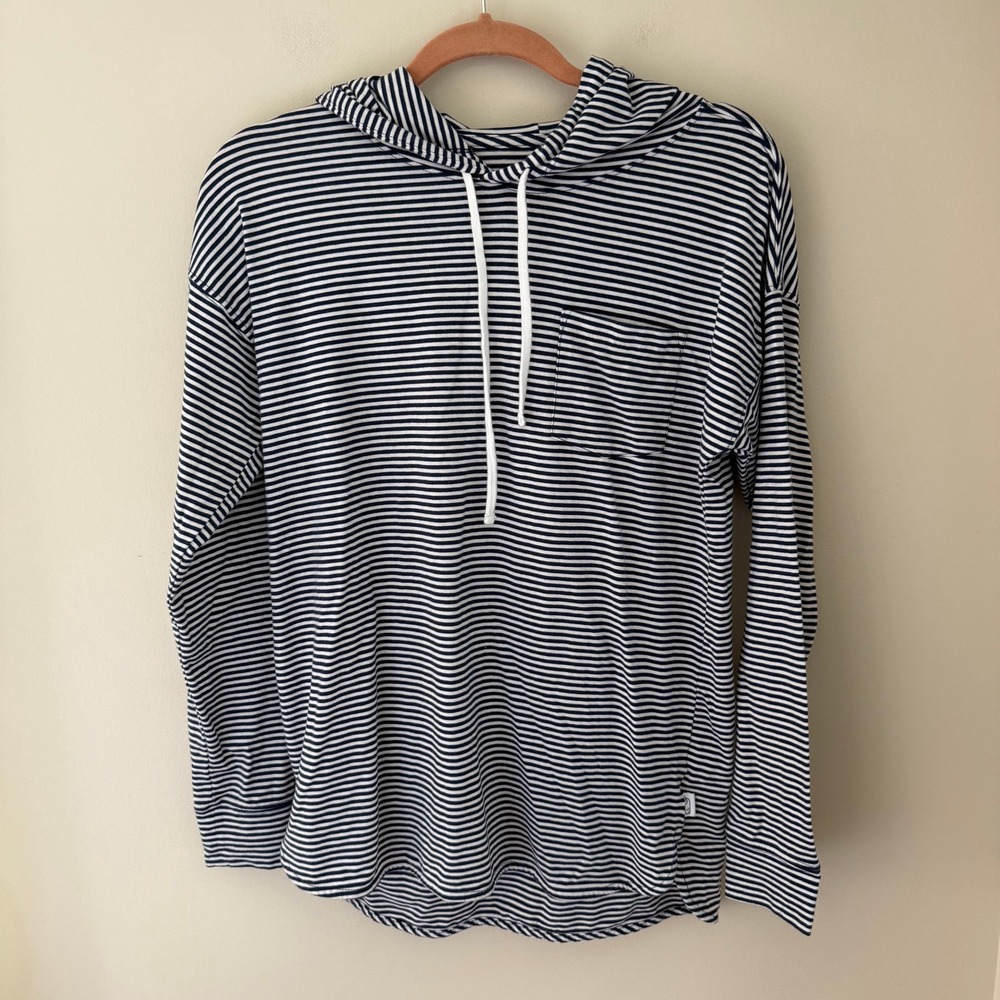 Vineyard Vines Edgartown T-Shirt Hoodie Navy Blue White Stripe Pink‎ Whale Small